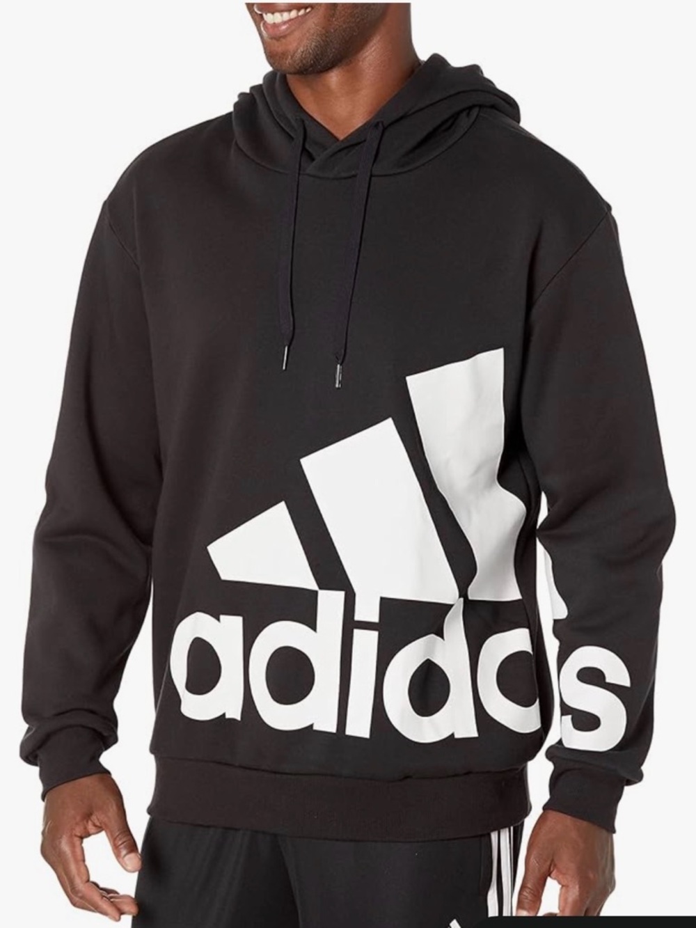 NWT adidas Black Hoodie with Large White Logo